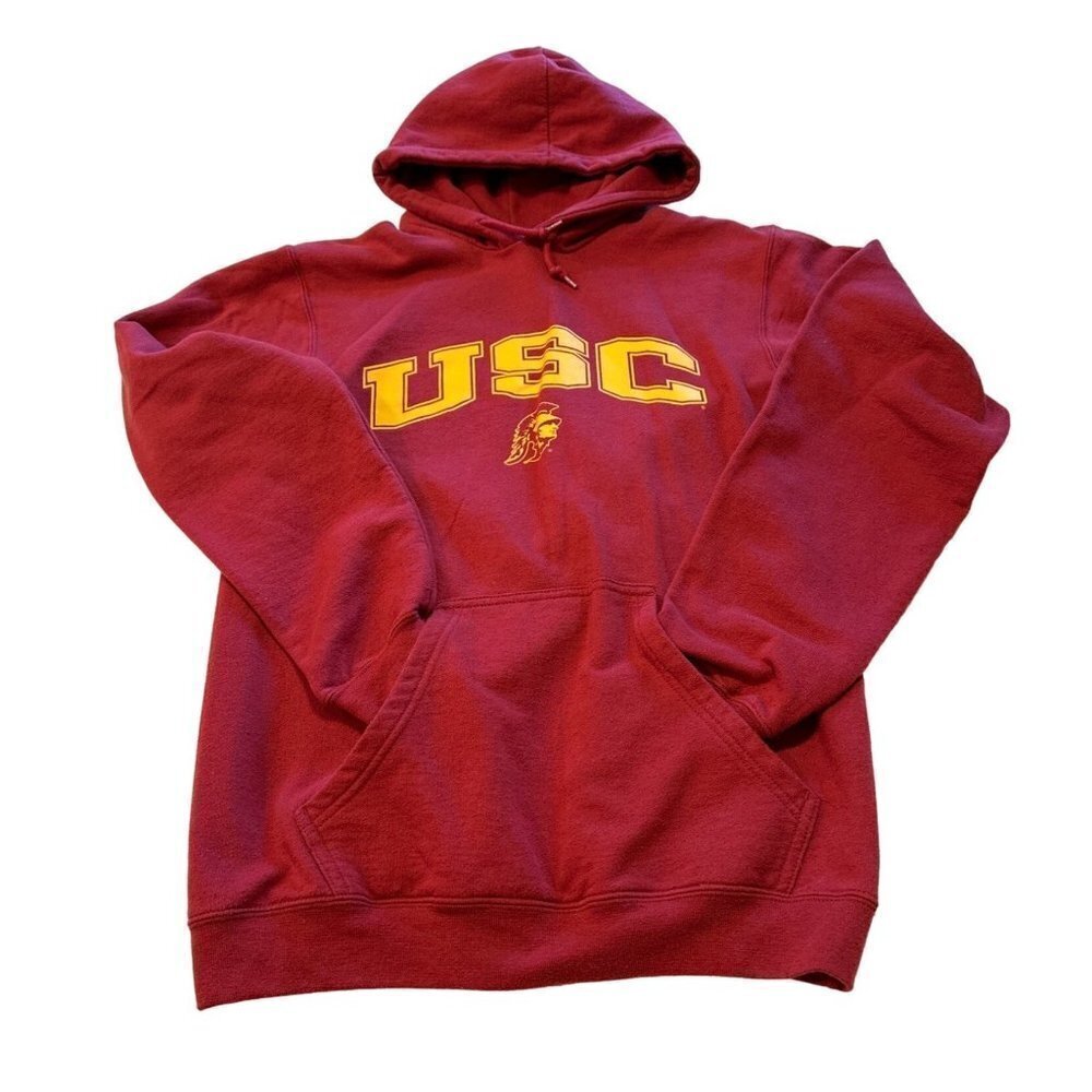 Red Oak Sports Wear USC Trogan Football Pullover Hoodie red and yellow size S